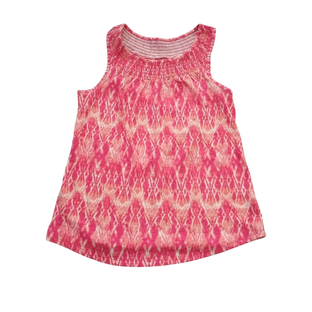 Senoma Women M Sleeveless Pink  Aztec Boho Tie Dye Ruffled Neckline Tank Top